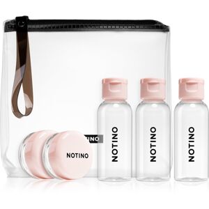 Notino Travel Collection utazó készlet 5 üres kozmetikai tárolóedénykével Pink