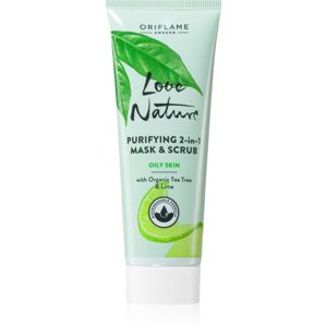 Oriflame Love Nature Organic Tea Tree & Lime tisztító maszk és peeling zsíros bőrre 75 ml