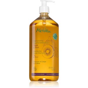 Melvita Extra-Gentle Shower Shampoo tusoló sampon haj és test Fig & Kiwi 1000 ml