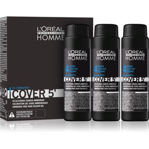 L’Oréal Professionnel Homme Cover 5' színező hajfesték 3 db árnyalat 4 Medium Brown 3x50 ml