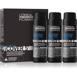L’Oréal Professionnel Homme Cover 5' színező hajfesték 3 db árnyalat 6 Dark Blond 3x50 ml