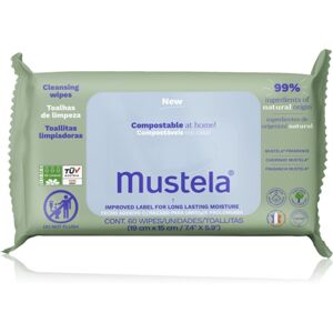 Mustela Compostable at Home Cleansing Wipes tisztító törlőkendő gyermekeknek születéstől kezdődően 60 db
