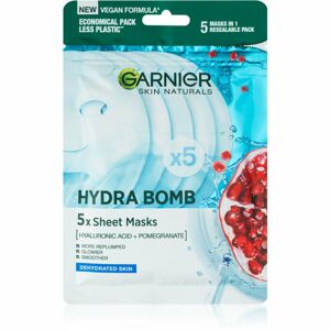 Garnier Skin Naturals Moisture+Aqua Bomb szuper hidratáló és feltöltő szövet arcmaszk az arcra 5 db