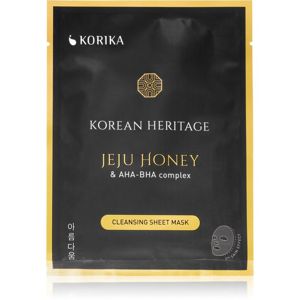 KORIKA Korean Heritage Jeju Honey & AHA-BHA Complex Cleansing Sheet Mask szövet arcmaszk tisztító hatással Jeju honey & AHA - BHA complex sheet mask
