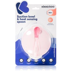 Kikkaboo Suction Bowl & Heat Sensing Spoon etetőkészlet 4 m+ Pink 2 db