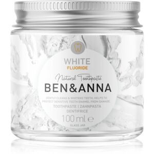 BEN&ANNA Natural Toothpaste White Fluoride fogkrém üvegtégelyben fluoriddal 100 ml