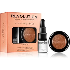 Makeup Revolution Flawless Foils metálszínű szemhéjfesték bázissal árnyalat Conflict 2 g + 2 ml