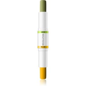 Makeup Revolution Colour Correcting korrektor ceruza egységesíti a bőrszín tónusait árnyalat Yellow & Green 2x4,3 g