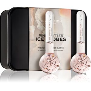 Makeup Revolution Ice Globes Pink Glitter masszázs szegédeszköz az arcra 2 db