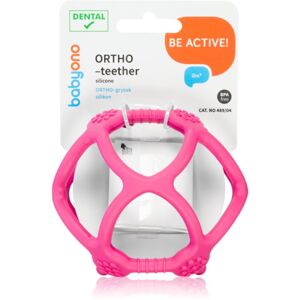 BabyOno Be Active Ortho Teether rágóka gyermekeknek születéstől kezdődően Pink 1 db