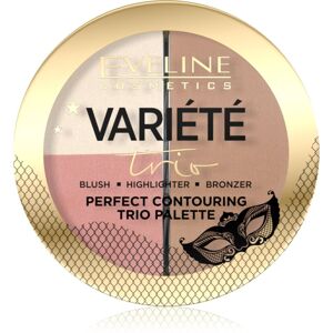 Eveline Cosmetics Variété Trio Púderes highlight és kontúr paletta 3 az 1-ben árnyalat 02 Medium 10 g