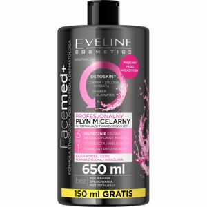 Eveline Cosmetics FaceMed+ tisztító és lemosó micellás víz méregtelenítő hatással 650 ml