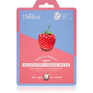 L’biotica Vegan Organic Raspberry fehérítő gézmaszk