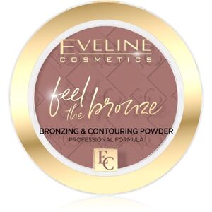 Eveline Cosmetics Feel The Bronze bronzosító és kontúrozó púder árnyalat 02 Chocolate Cake 4 g