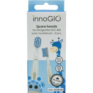 innoGIO GIOGiraffe Spare Heads for Sonic Toothbrush tartalék fejek a szónikus elemes fogkeféhez gyermekeknek GIOGiraffe Sonic Toothbrush Blue 2 db