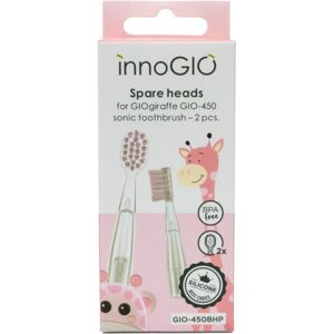 innoGIO GIOGiraffe Spare Heads for Sonic Toothbrush tartalék fejek a szónikus elemes fogkeféhez gyermekeknek GIOGiraffe Sonic Toothbrush Pink 2 db