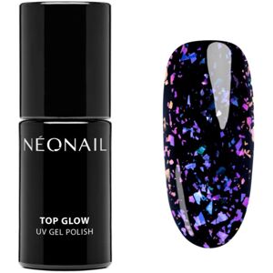 NEONAIL Top Glow Aurora Flakes zselés fedő körömlakk árnyalat Violet 7,2 ml