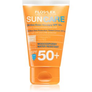 FlosLek Laboratorium Sun Care színező védő krém kombinált és zsíros bőrre SPF 50+ 50 ml