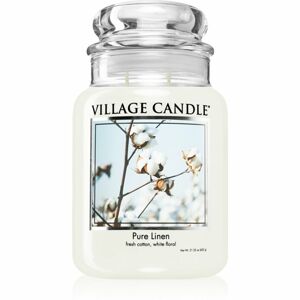Village Candle Pure Linen illatgyertya (Glass Lid) 602 g