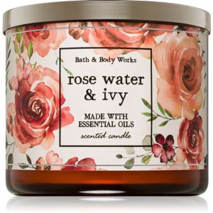 Bath & Body Works Rose Water & Ivy illatos gyertya esszenciális olajokkal 411 g
