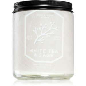 Bath & Body Works White Tea & Sage illatos gyertya esszenciális olajokkal 198 g