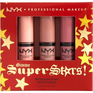 NYX Professional Makeup Gimme SuperStars! Butter Lip Gloss Trio ajándékszett az ajkakra árnyalat 01 - Light Nudes