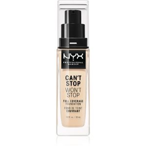 NYX Professional Makeup Can't Stop Won't Stop Full Coverage Foundation Magas fedésű alapozó árnyalat 02 Alabaster 30 ml