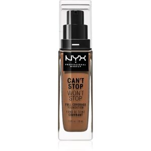 NYX Professional Makeup Can't Stop Won't Stop Full Coverage Foundation Magas fedésű alapozó árnyalat Warm Caramel 30 ml