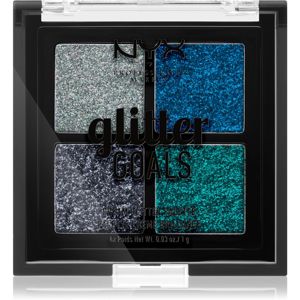 NYX Professional Makeup Glitter Goals highlighter paletta kis csomagolás árnyalat 01 Glacier 4 x 1 g