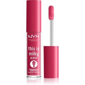 NYX Professional Makeup This is Milky Gloss Milkshakes hidratáló ajakfény illatosított árnyalat 10 Strawberry Horchata 4 ml