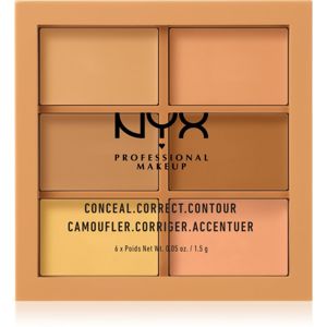 NYX Professional Makeup Conceal. Correct. Contour Korrektor és kontúrozó paletta árnyalat 02 Medium 6 x 1.5 g
