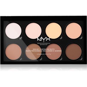 NYX Professional Makeup Highlight & Contour PRO Púderes highlight és kontúr paletta 8x2,7 g