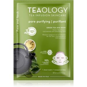 Teaology Face Mask Green Tea AHA arcmaszk tisztító és frissítő hatással az arcra és a nyakra 21 ml