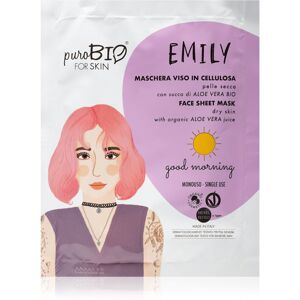 puroBIO Cosmetics Emily Good Morning arcmaszk hidratáló és nyugtató hatással Aloe Vera tartalommal 15 ml