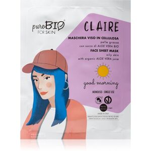 puroBIO Cosmetics Claire Good Morning arcmaszk hidratáló és nyugtató hatással Aloe Vera tartalommal 15 ml