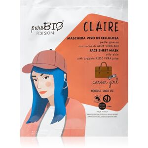 puroBIO Cosmetics Claire Career Girl mélyhidratáló és tápláló arcmaszk Aloe Vera tartalommal 15 ml