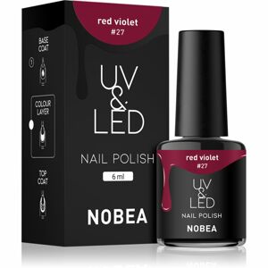NOBEA UV & LED Nail Polish gél körömlakk UV / LED-es lámpákhoz fényes árnyalat Red violet #27 6 ml
