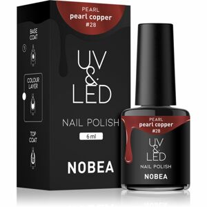 NOBEA UV & LED Nail Polish gél körömlakk UV / LED-es lámpákhoz fényes árnyalat Pearl copper #28 6 ml