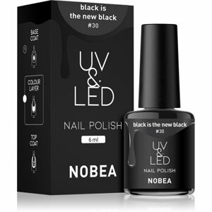 NOBEA UV & LED Nail Polish gél körömlakk UV / LED-es lámpákhoz fényes árnyalat Black is the new black #30 6 ml