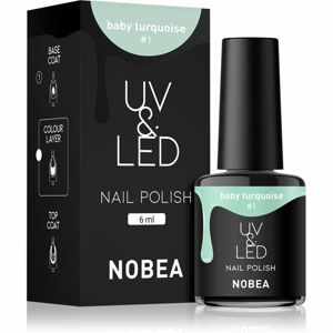 NOBEA UV & LED Nail Polish gél körömlakk UV / LED-es lámpákhoz fényes árnyalat Baby turquoise #1 6 ml
