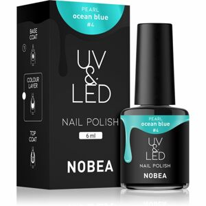 NOBEA UV & LED Nail Polish gél körömlakk UV / LED-es lámpákhoz fényes árnyalat Aqua blue #4 6 ml