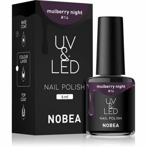 NOBEA UV & LED Nail Polish gél körömlakk UV / LED-es lámpákhoz fényes árnyalat Mulberry night #14 6 ml