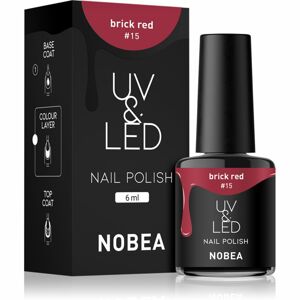 NOBEA UV & LED Nail Polish gél körömlakk UV / LED-es lámpákhoz fényes árnyalat Brick red #15 6 ml