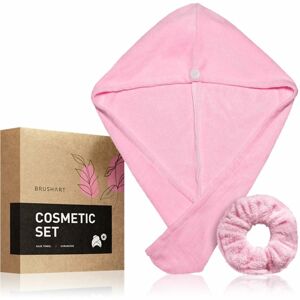 BrushArt Home Salon Hair towel and scrunchie set szett Pink (hajra)