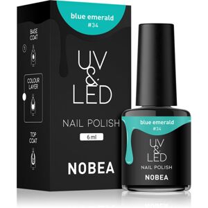 NOBEA UV & LED Nail Polish gél körömlakk UV / LED-es lámpákhoz fényes árnyalat Emerald blue #34 6 ml