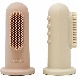 Mushie Finger Toothbrush ujjra húzható fogkefe gyermekeknek Shifting Sand/Blush 2 db