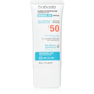 Babaria Sun Face védő folyadék kémiai szűrőktől mentes az arcra SPF 50 50 ml