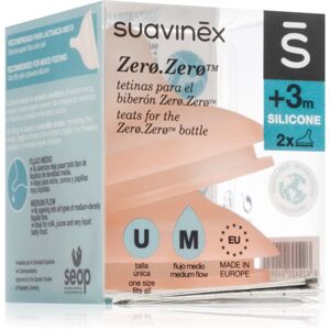 Suavinex Zero Zero Bottle Teat etetőcumi M Medium Flow 0 m+ 2 db