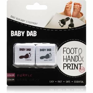 Baby Dab Foot & Hand Print Purple & Grey baba-ujjlenyomatfesték 2 db 2 db