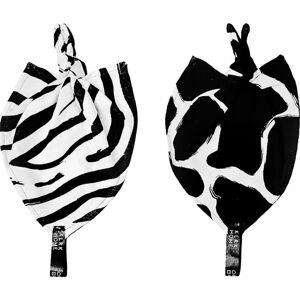KLRK Home Wild B&W Zebra&Giraffe csomózott morzsolgatós szundikendő 26x26 cm 2 db